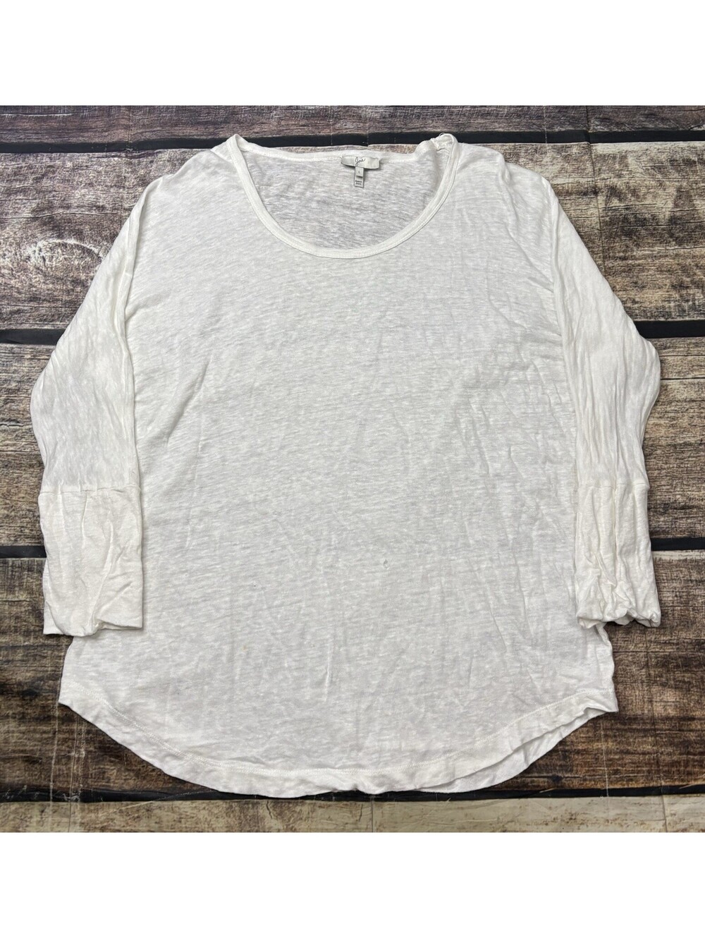 Joie Top Womens Large Linen Long Sleeve White FLAW